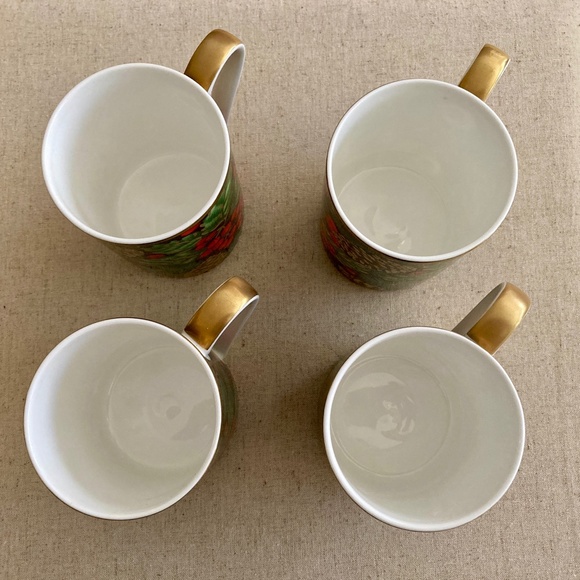 VTG Set of 4 Fitz & Floyd Bone China Holiday Pine Mugs - Picture 6 of 7